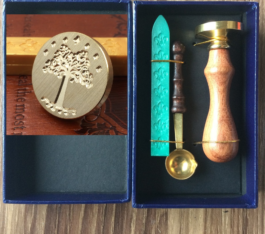 Vintage Lord of the Rings Pattern Wax Seal Stamp, Wax Spoon and Gift Box